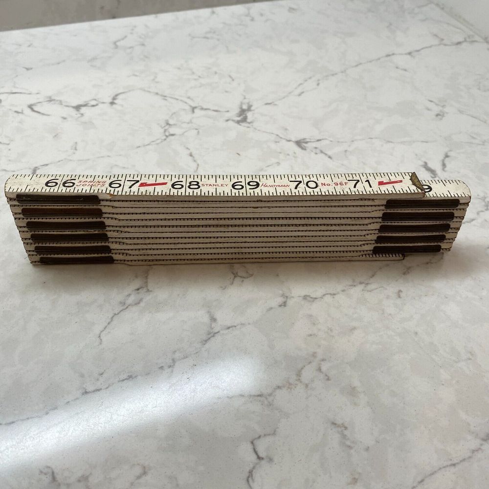 Vintage Stanley Handyman No. 96F‎ Wooden Zig Zag Inch Tape Folding Ruler (72 in)